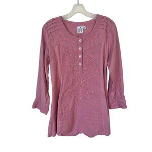 Parsley & Sage Size Large Pink Mauve Embroidered Womens Tunic Top Boho